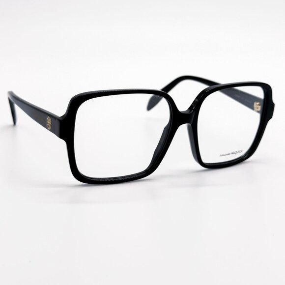 NEW ALEXANDER MCQUEEN EYEGLASSES AM0286O 001 SQUARE BLACK WOMEN EYEWEAR - Picture 1 of 9